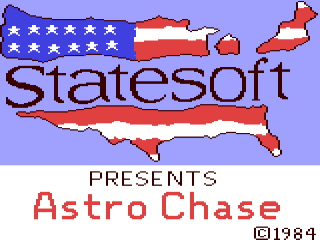 Astro Chase title screen for Commodore 64